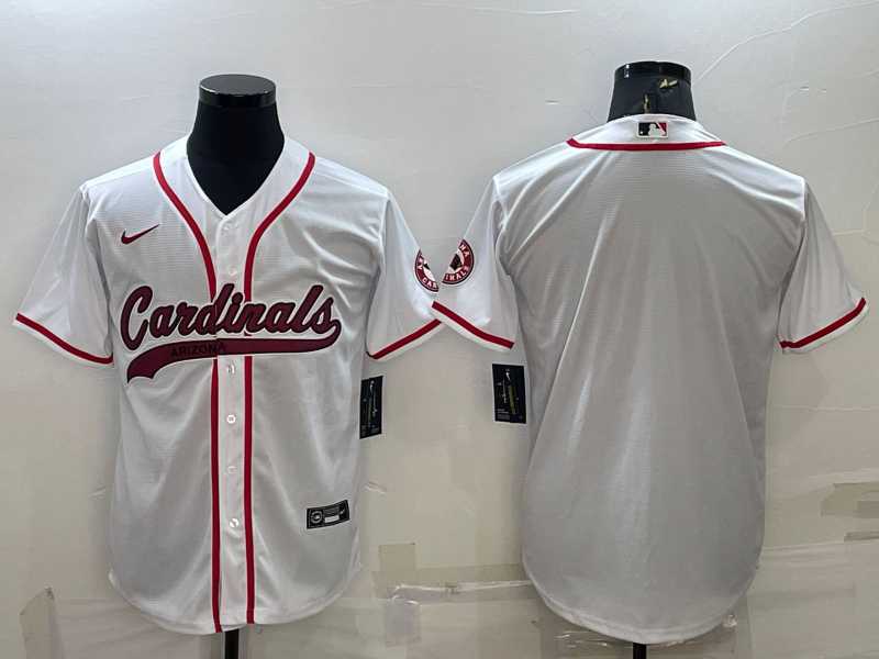 Men%27s Arizona Cardinals Blank White With Patch Cool Base Stitched Baseball Jersey